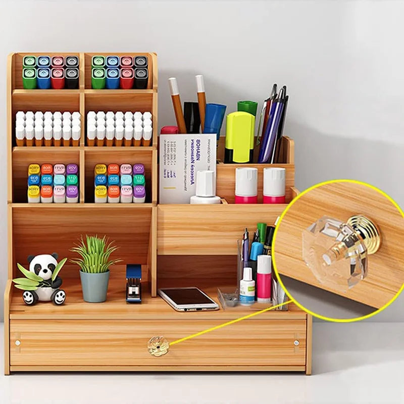 Bamboo Desk Organizer with Drawer and Pencil Holder – image 3