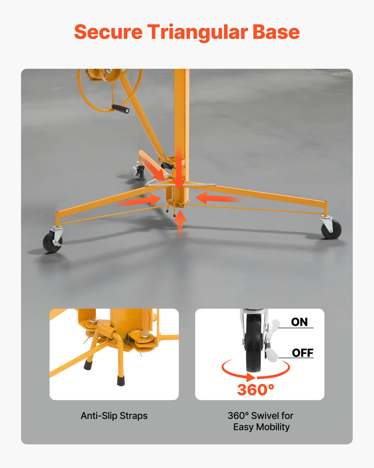 Drywall Lift 16 ft, 150 lb Sheetrock Panel Hoist with Lockable Wheels – image 5