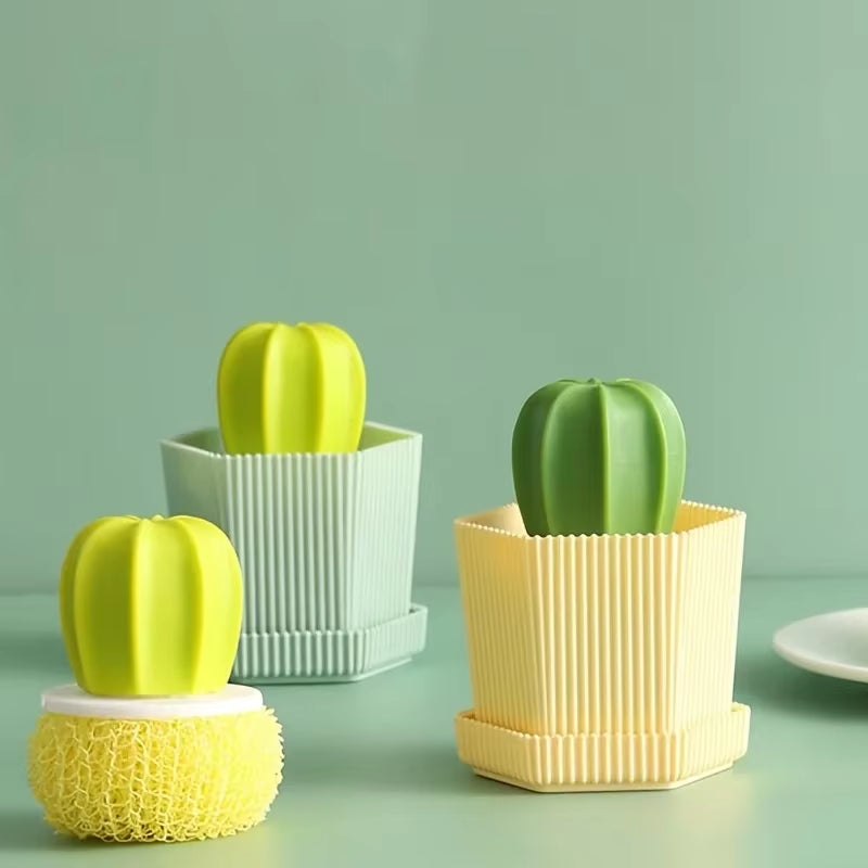 Cactus Dish Brush with Handle for Pots & Pans – image 2