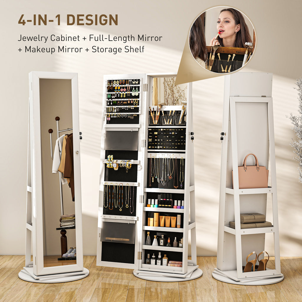 Rotating Standing Mirror Armoire with Magnetic Lock and Back Shelves – image 4