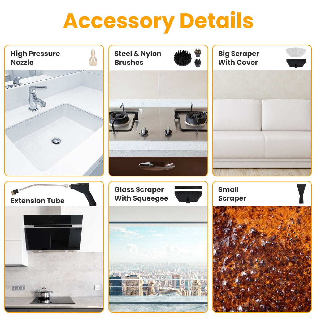 1500W Handheld Steam Cleaner with 1200 ml Tank and 6 Steam Levels – image 6