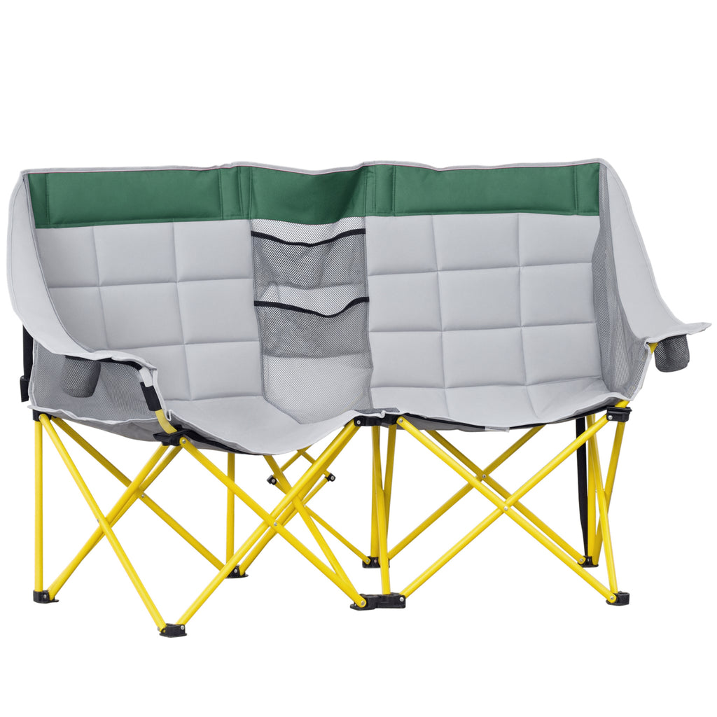Loveseat Camping Chair, 2-Person Folding Chair with Cup Holders, Green – image 8