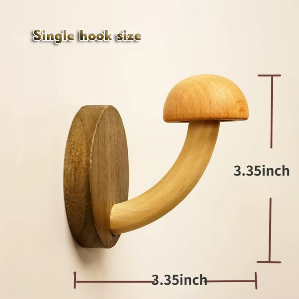 Wooden Mushroom Wall Hooks, Set of 4 – Colorful Coat & Towel Hooks – image 5