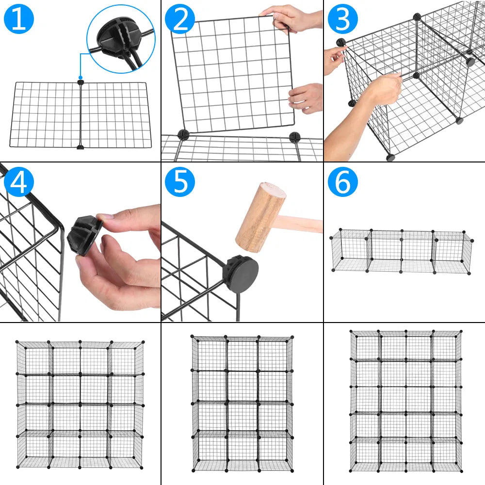 16 Cube Wire Storage Shelves, Modular Metal Grid Cubby Organizer – image 6