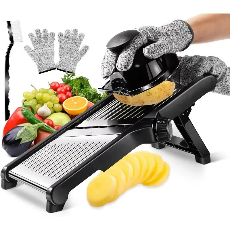 Stainless Steel Mandoline Slicer with 5 Blades and Hand Guard – image 2