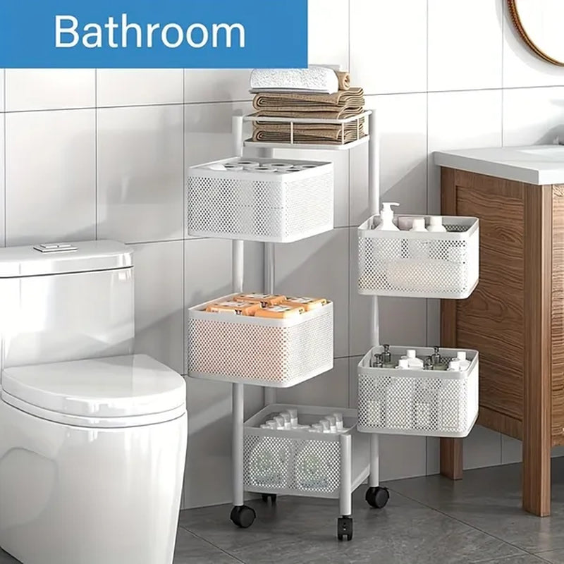 5-Tier Rotating Kitchen Storage Rack with Wheels – image 4
