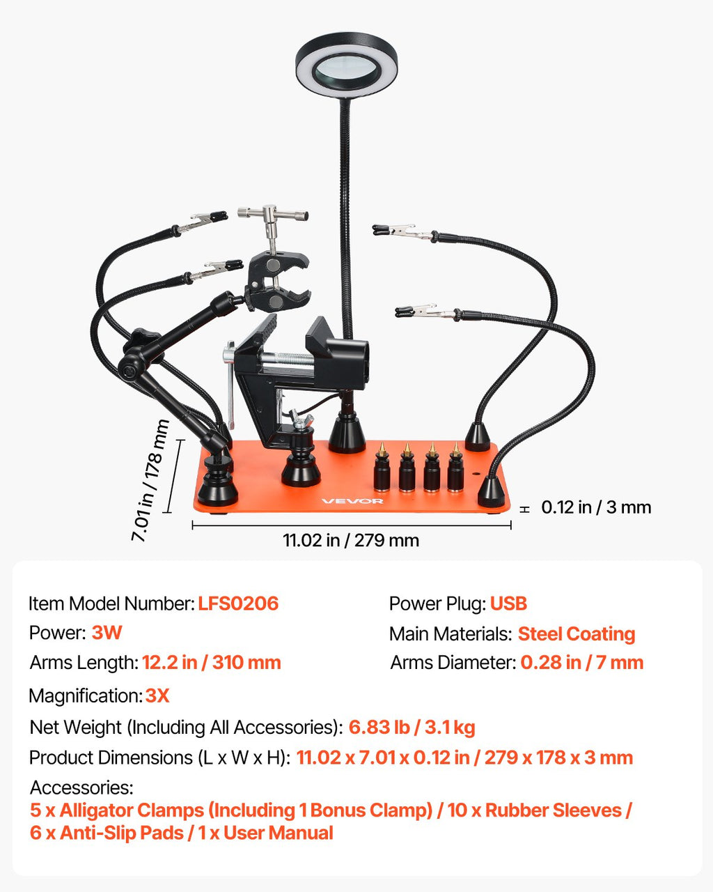 Magnetic Helping Hands Soldering Station with Magnifier Lamp – image 4