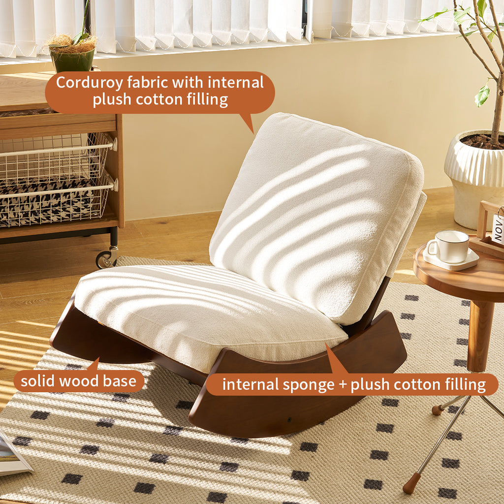 Corduroy Upholstered Glider Rocking Chair with Solid Wood Frame – image 4