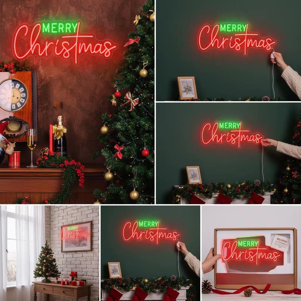 Merry Christmas Neon Sign, USB LED Wall Decor 16.5 x 6.7 in – image 6