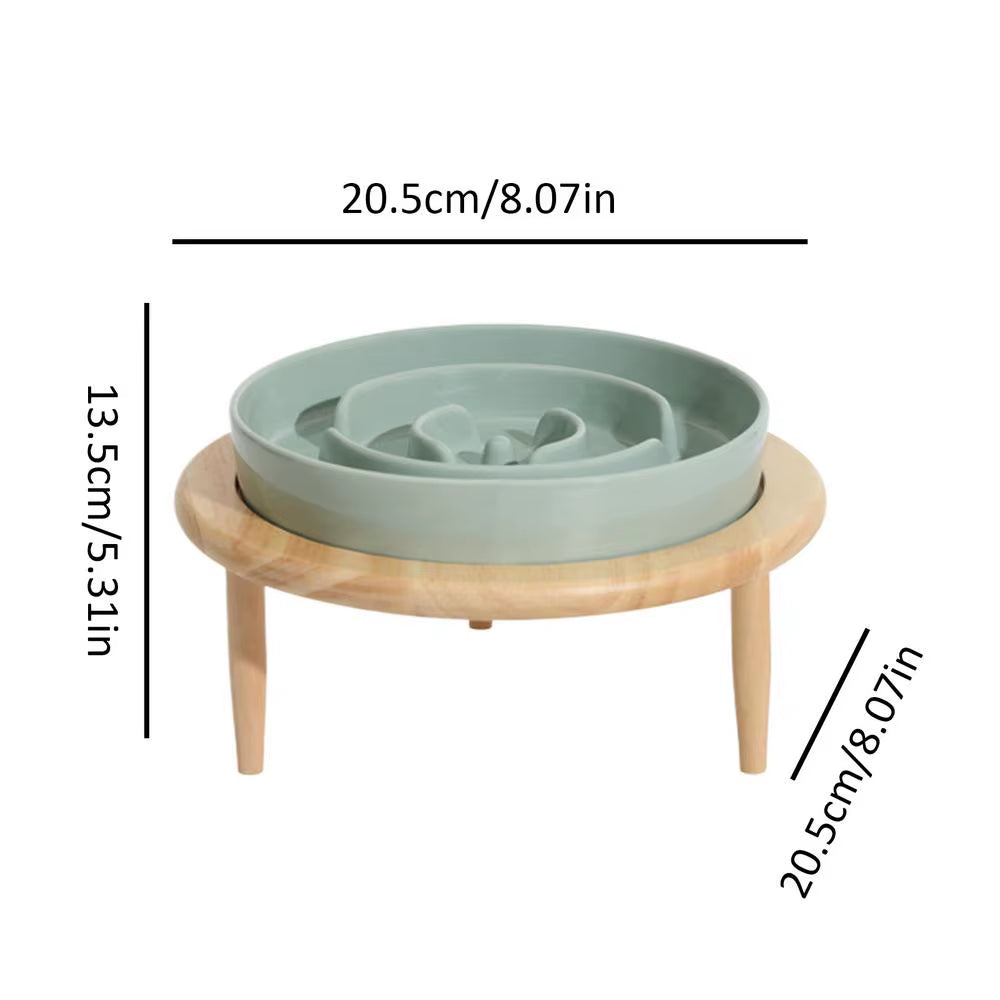 Ceramic Slow Feeder Bowl - Elevated Dog Bowl with Wood Stand – image 9