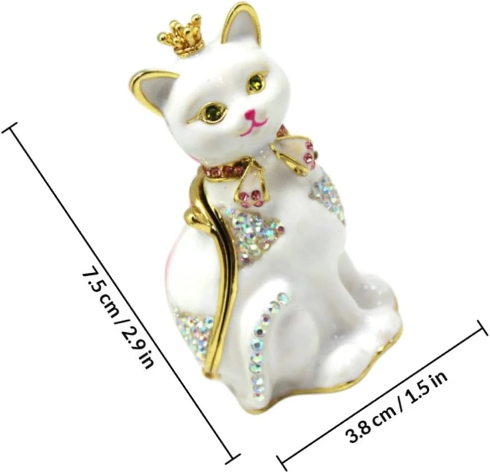 Cat Crown Jewelry Box, Alloy Trinket Holder for Rings & Earrings – image 2