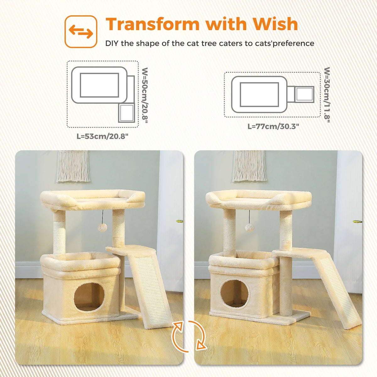 Small Cat Tree with Sisal Scratching Post and Wide Top Perch – image 4