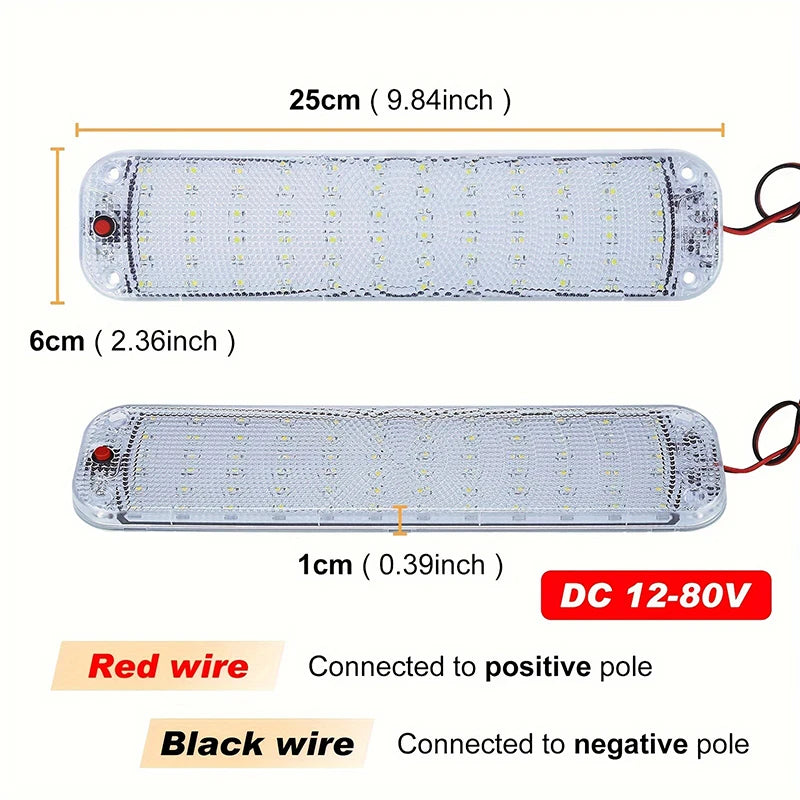72 LED Interior Light Bar 12-80V with Switch for Cars, Vans, RVs – image 3