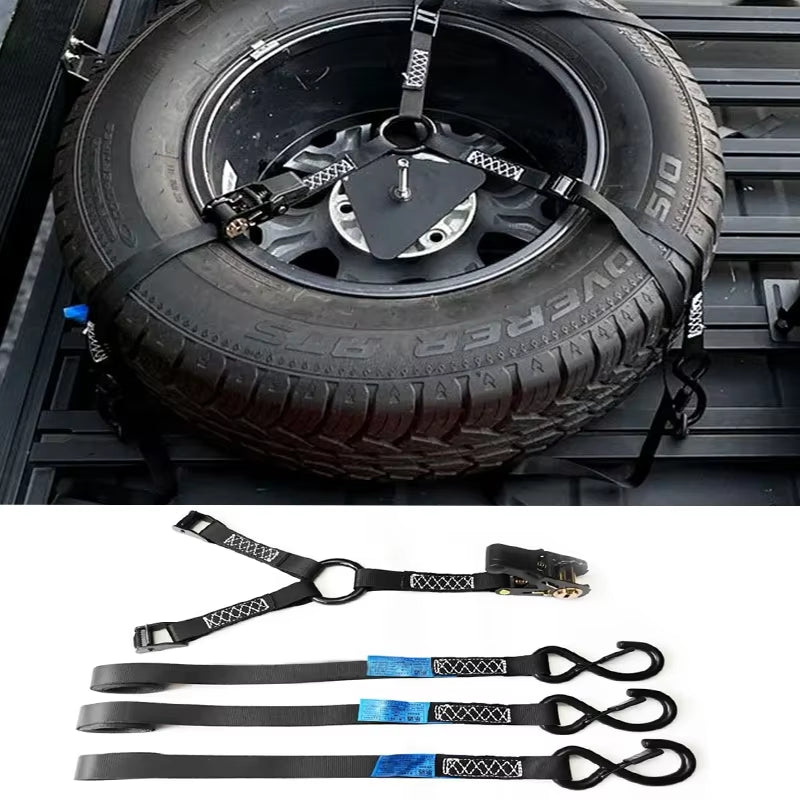 Roof Rack Spare Tire Strap Kit, 3-Point Ratchet Tie-Down – image 2