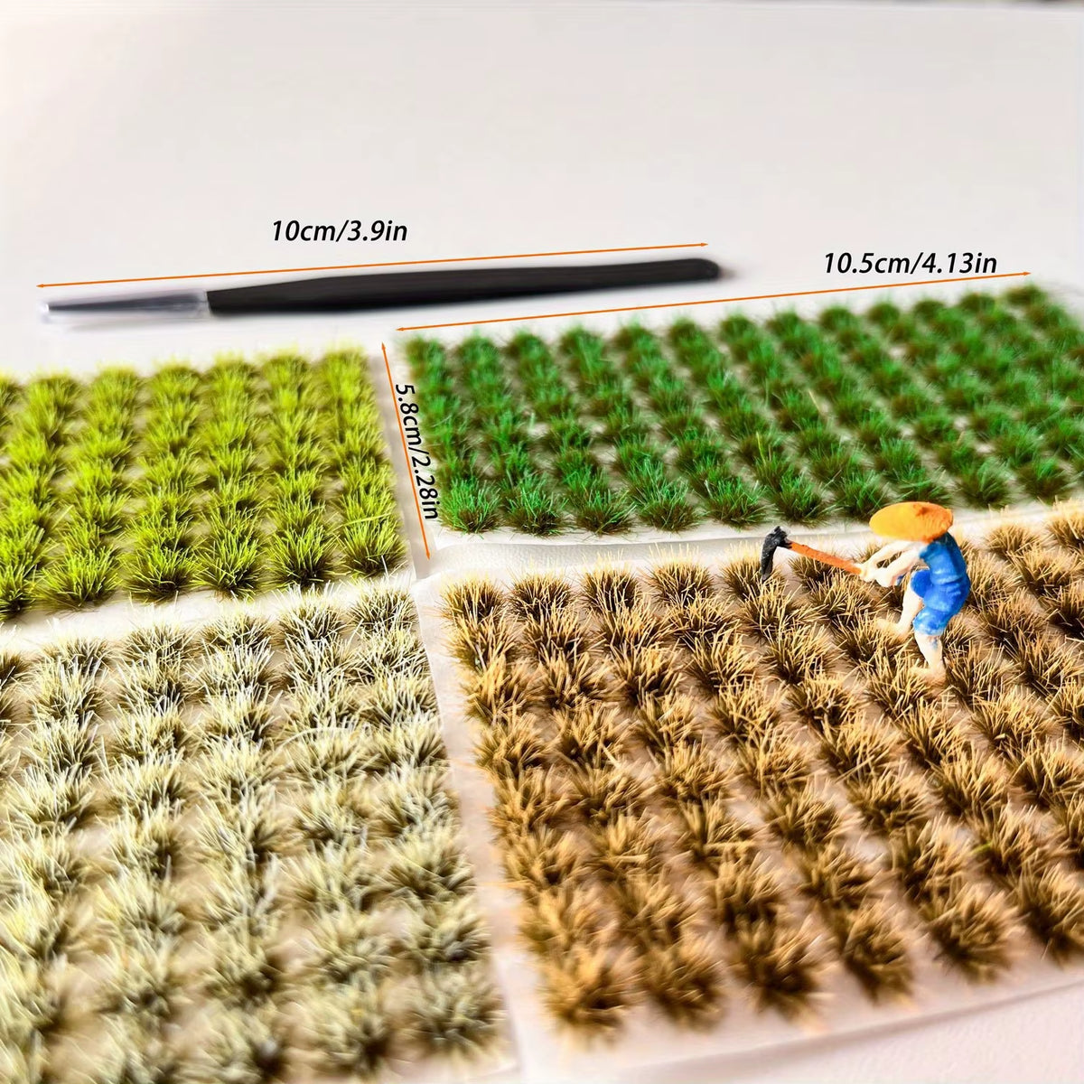 Static Grass Tufts for Model Scenery, 208 Pieces with Tweezers – image 3