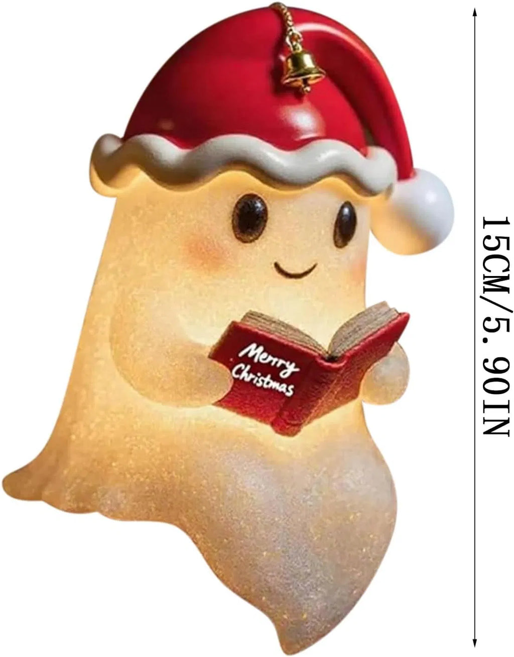 Ghost Reading Lamp with Christmas Hat, Light-Up Figurine – image 6