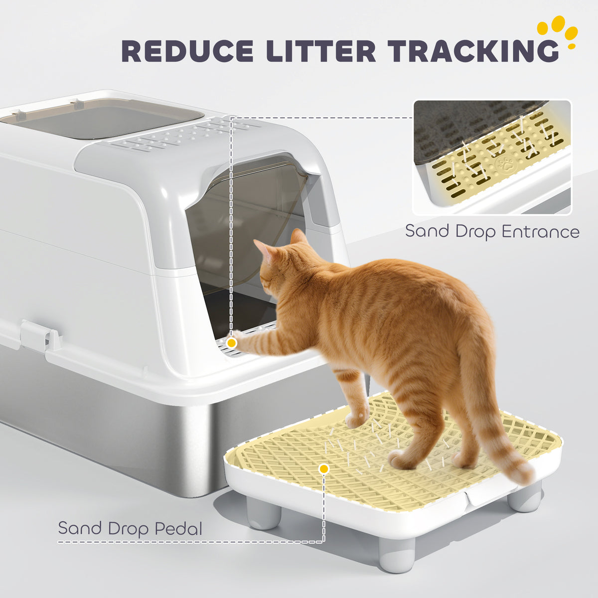 Stainless Steel Litter Box, Extra Large Enclosed with Scoop and Pedal – image 6