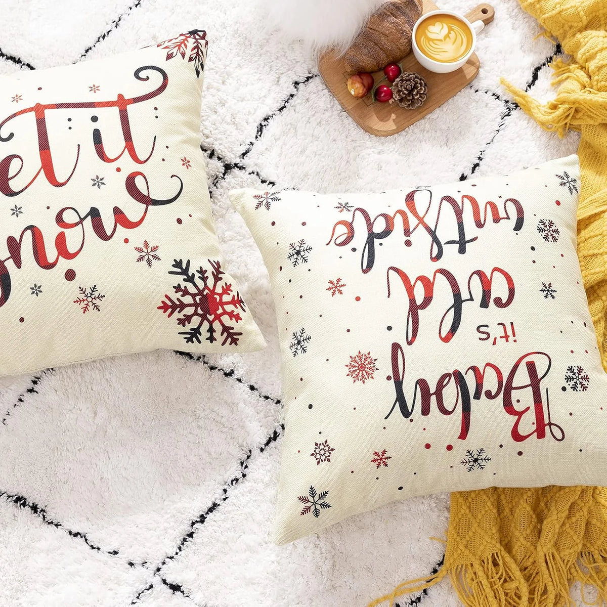 Christmas Pillow Covers - 4-Pack 18 x 18 in Linen-Look Covers – image 2