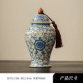 Floral Ceramic Ginger Jar with Lid, Temple Jar Decor Vase