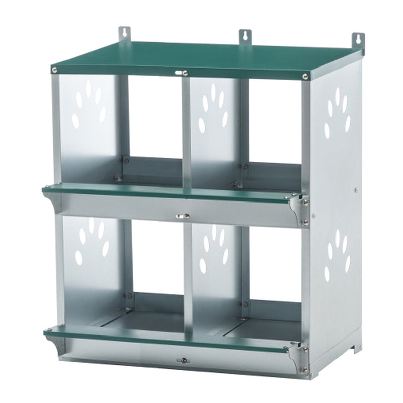 Chicken Nesting Box, 4-Compartment Galvanized Steel Wall Mount