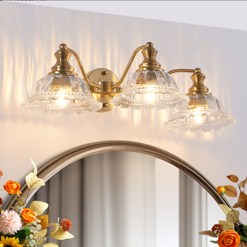 24 Inch 3-Light Vintage Gold Vanity Light with Glass Shades – image 1