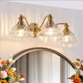 24 Inch 3-Light Vintage Gold Vanity Light with Glass Shades – image 1