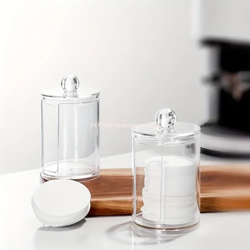 Cotton Pad Holder Round Clear Organizer with Lid – image 5