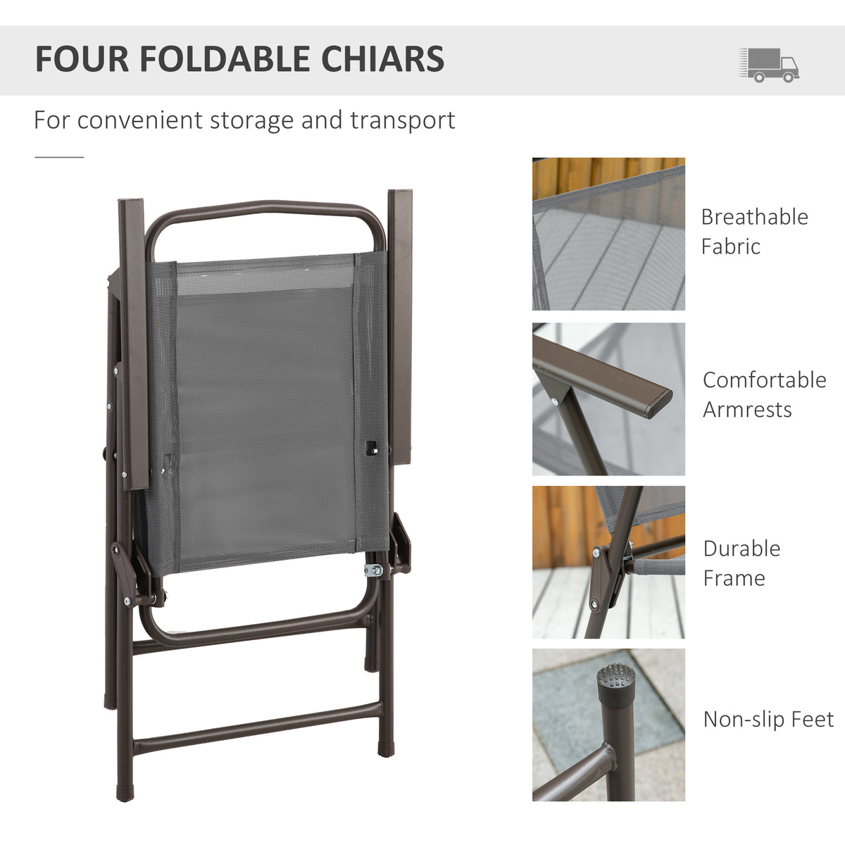 6-Piece Patio Dining Set for 4 with Umbrella and Folding Chairs – image 5