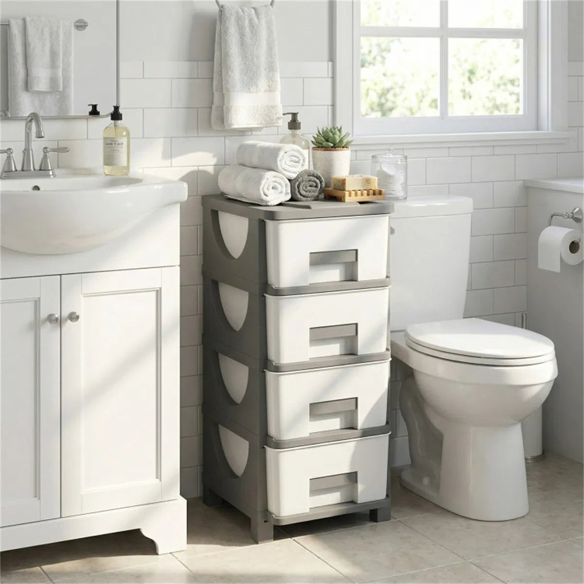Plastic Storage Cabinet with 4 Drawers, Closet Organizer – image 3