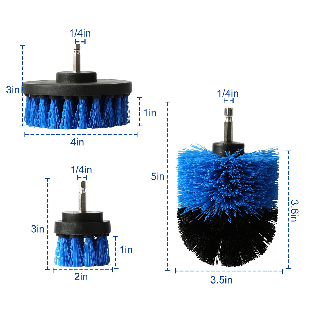 Drill Brush Attachment Set – 3 Pc Power Scrubber Cleaning Brushes