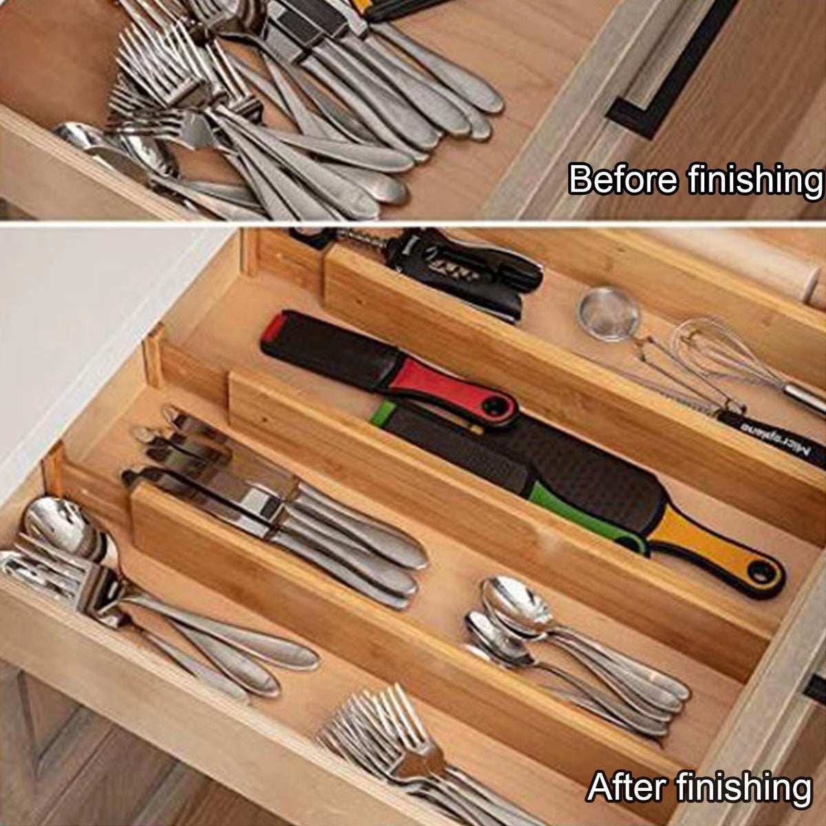 Bamboo Drawer Divider - Spring-Loaded, Expandable – image 6