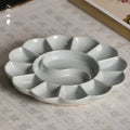 Handmade Celadon Ceramic Watercolor Palette, Plum Blossom Shape