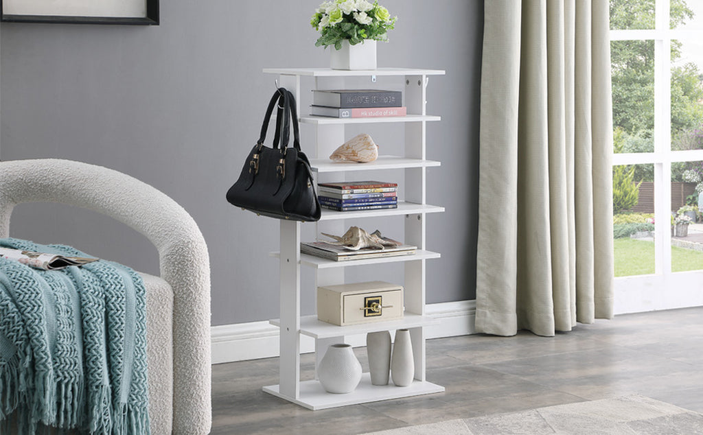 Shoe Rack 7-Tier Vertical with Hooks, Narrow Entryway Organizer – image 5