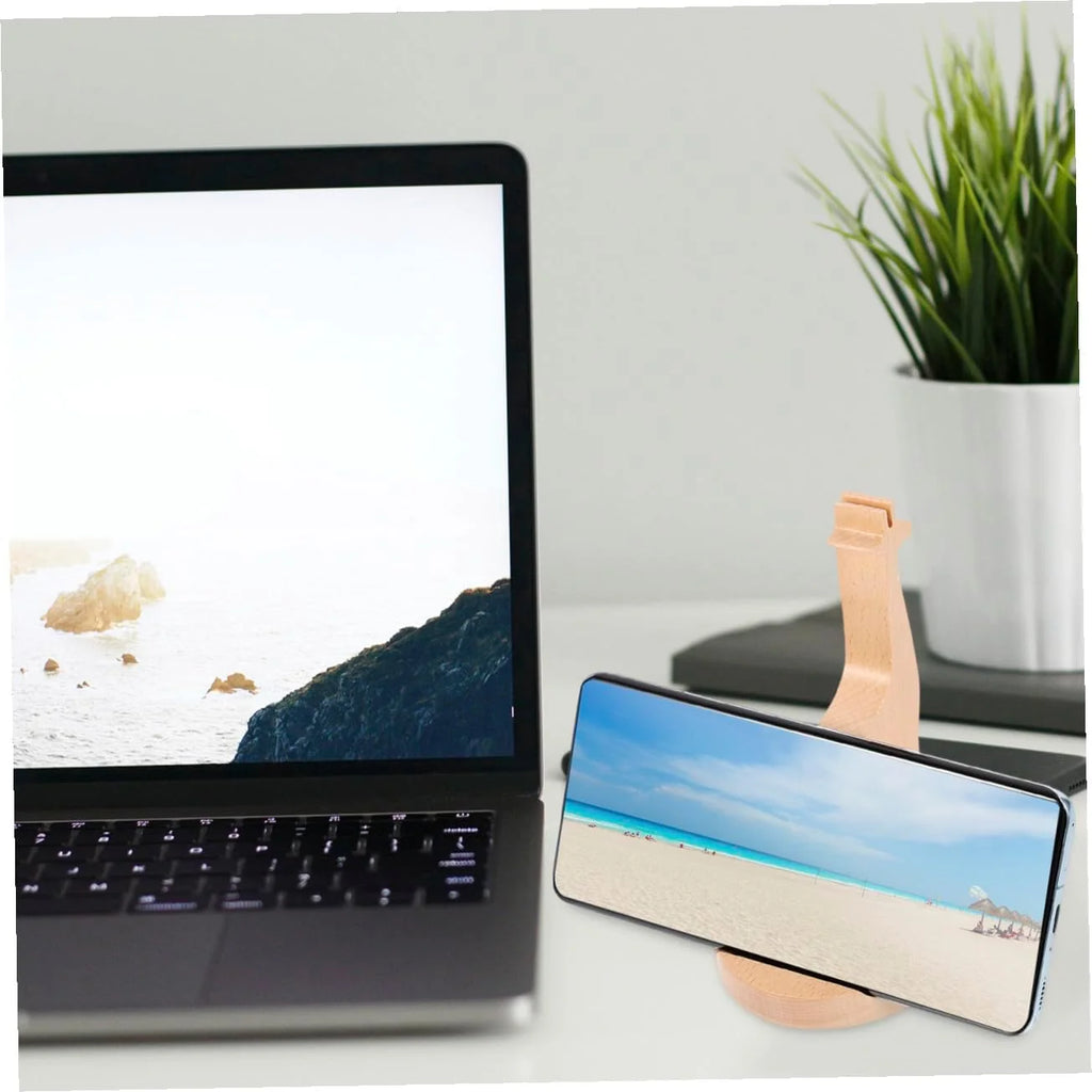 Wooden Phone Stand, Giraffe Design Desk Phone Holder – image 3
