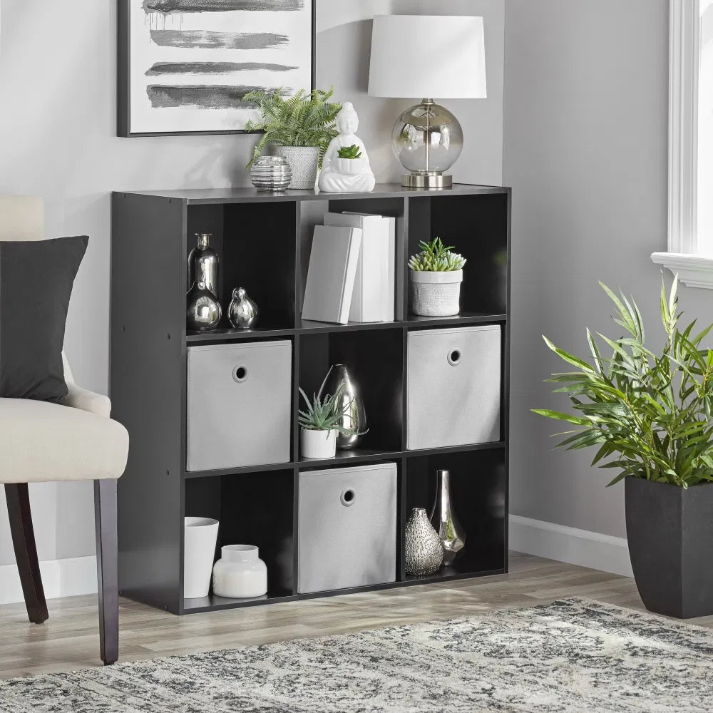 Cube Storage Organizer, 9-Cube Bookcase, Black – image 2