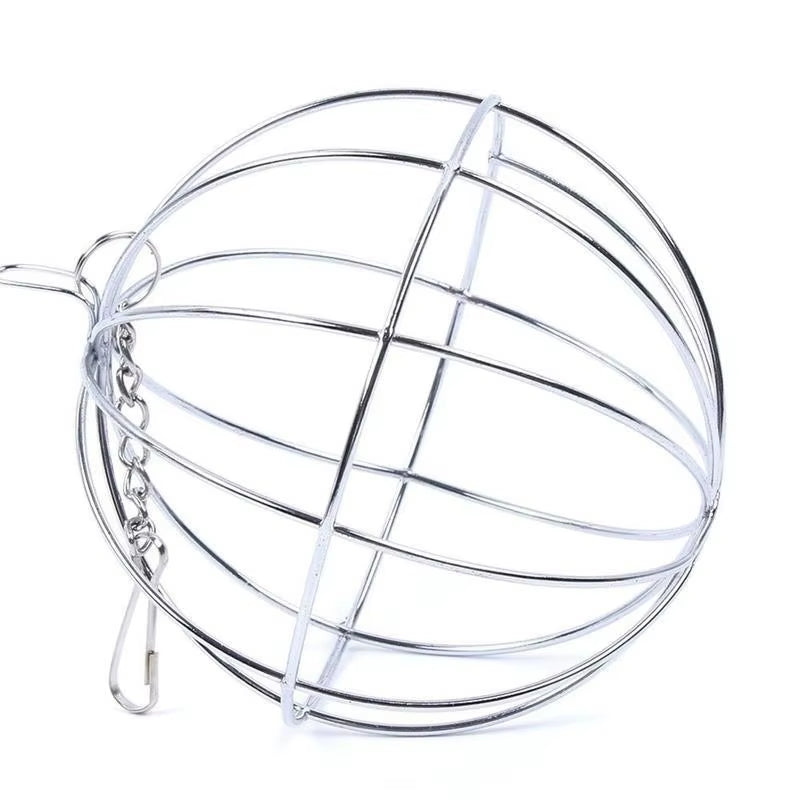 Hay Ball Feeder - Stainless Steel Hanging Hay Rack for Small Pets
