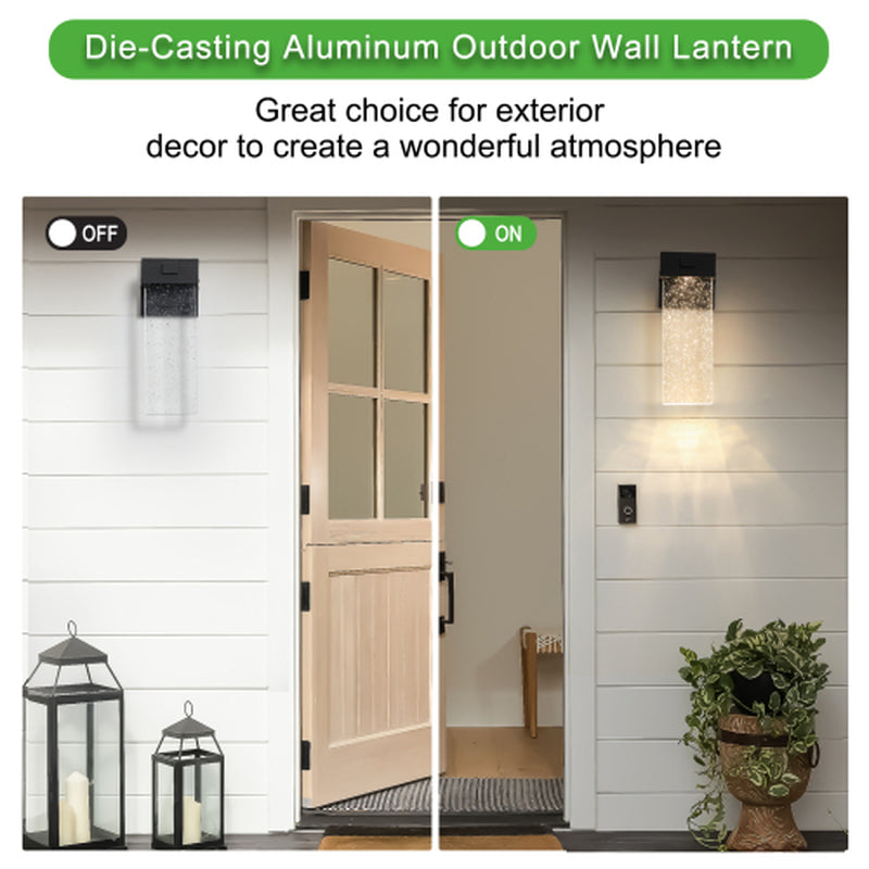 Outdoor Crystal Bubble Wall Lights 2 Pack, Black Waterproof Sconces – image 6