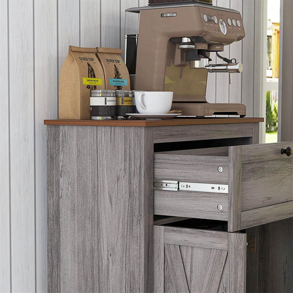 Sideboard Storage Cabinet, Farmhouse Style with Drawer and Doors, Gray – image 8