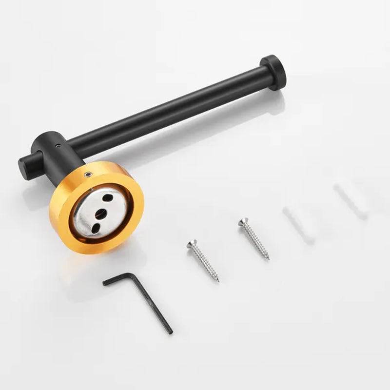 6-Piece Bathroom Hardware Set with 24 in Towel Bar, Aluminum, Black Gold – image 8