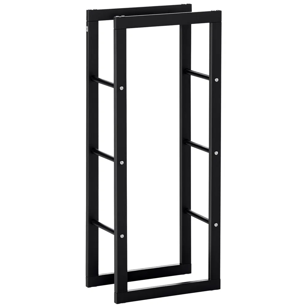 Tall Vertical Firewood Rack with Handles, 220 lb Steel Log Holder