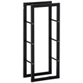 Tall Vertical Firewood Rack with Handles, 220 lb Steel Log Holder