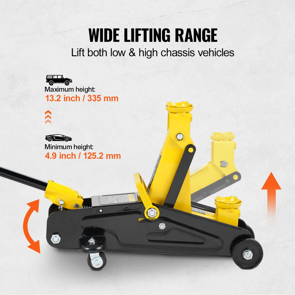 Floor Jack 2 Ton Low Profile Hydraulic, 4.9-13.2 in Lift – image 3