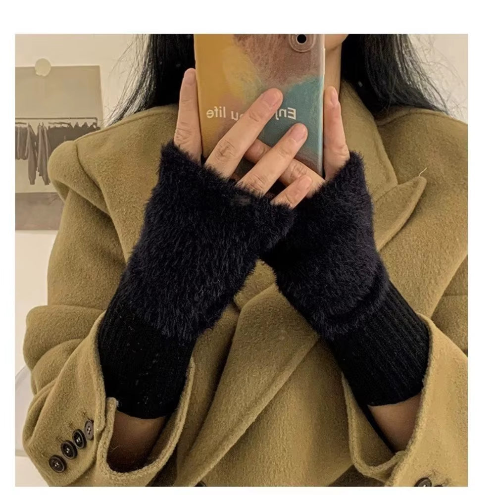 Fingerless Gloves for Women - Plush Knit Winter Wrist Warmers – image 10