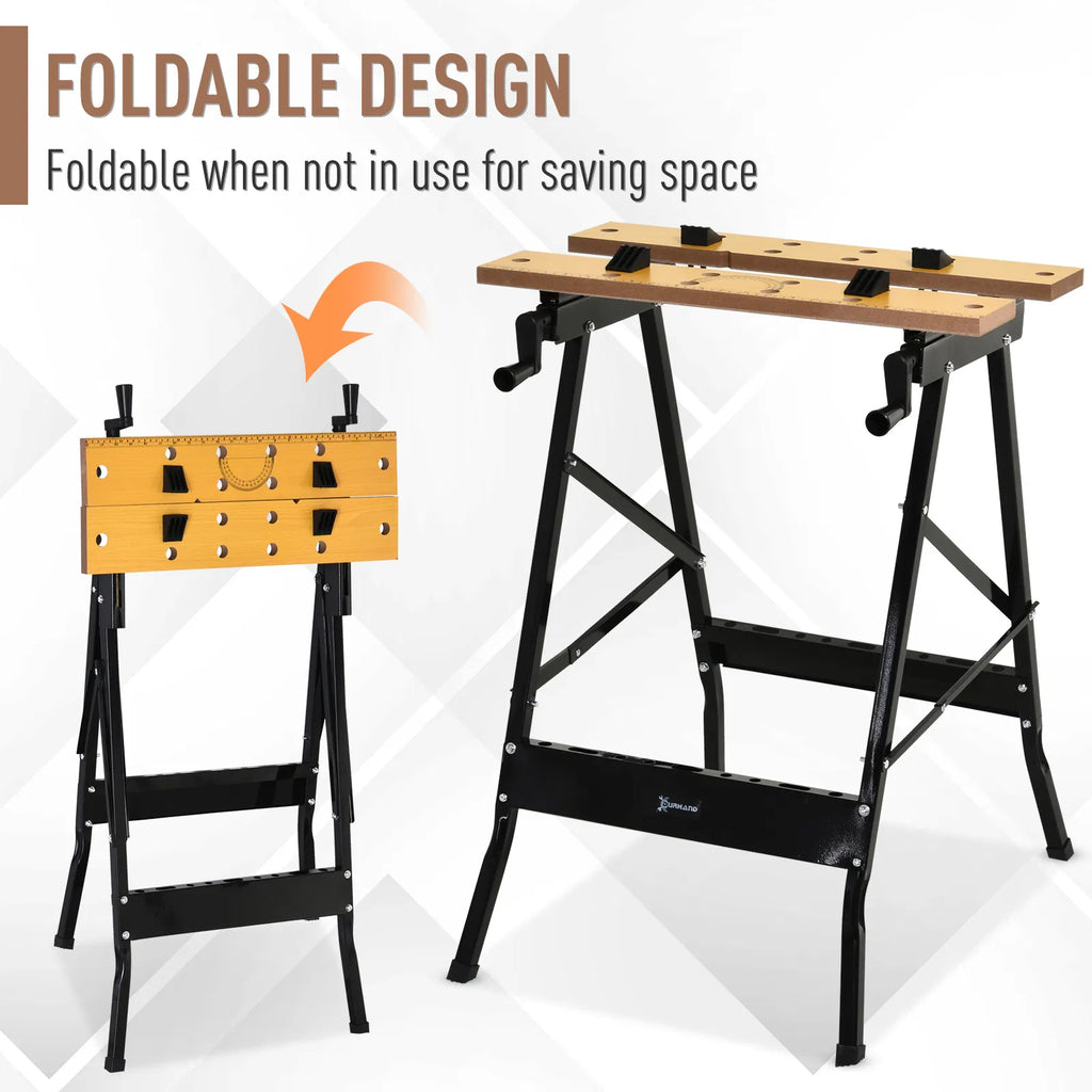 Folding Workbench with Clamping Top, Steel Frame, 220 lb Capacity – image 7