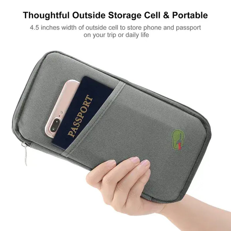 Travel Passport Wallet, Zip Document Organizer with Phone Pocket – image 2