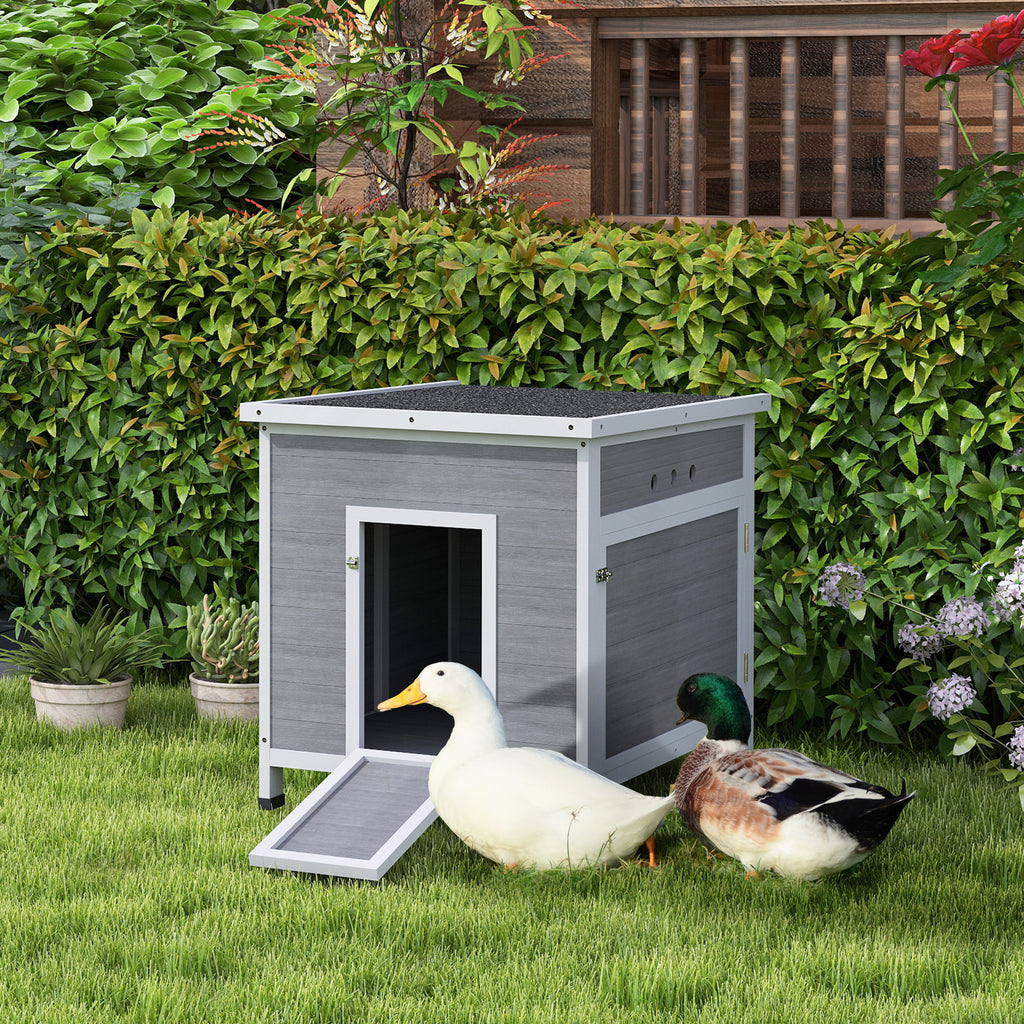 Wooden Duck & Chicken Coop with Openable Roof and Ramp, 2-4 Birds – image 1