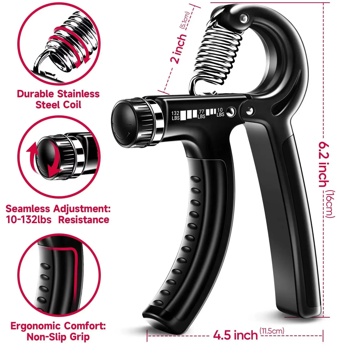 Adjustable Hand Grip Strengthener, 5-60 kg – image 3