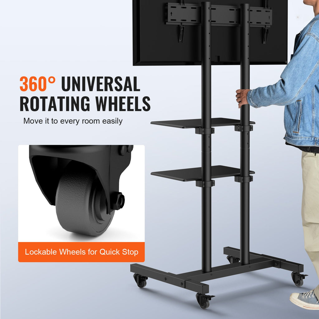 Rolling TV Cart for 32-70 Inch TVs with Dual AV Trays, 132 lb – image 5