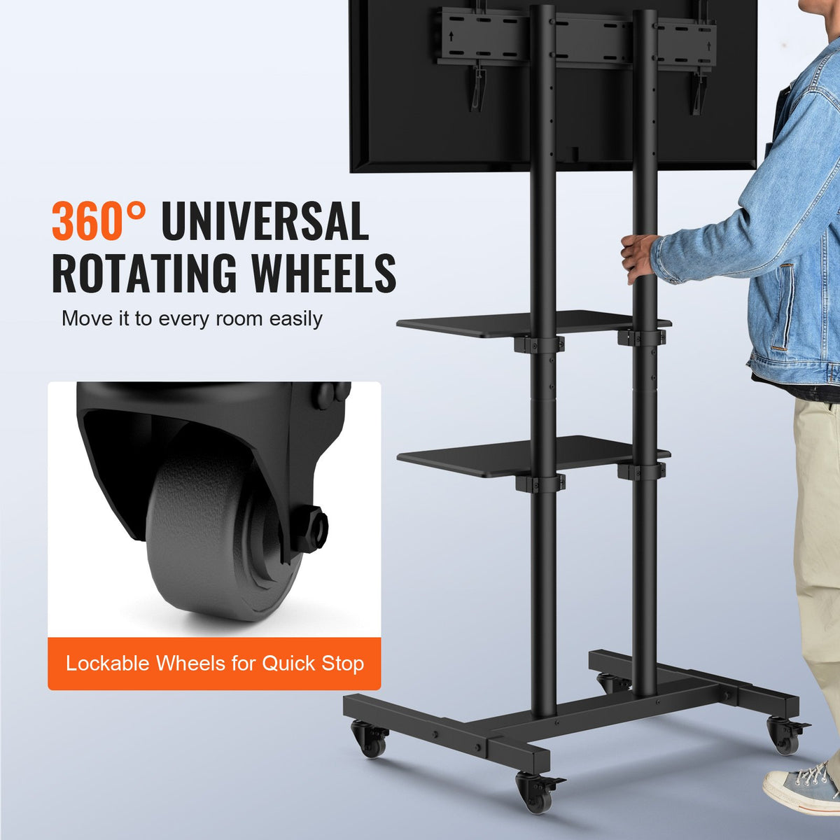 Rolling TV Cart for 32-70 Inch TVs with Dual AV Trays, 132 lb – image 5