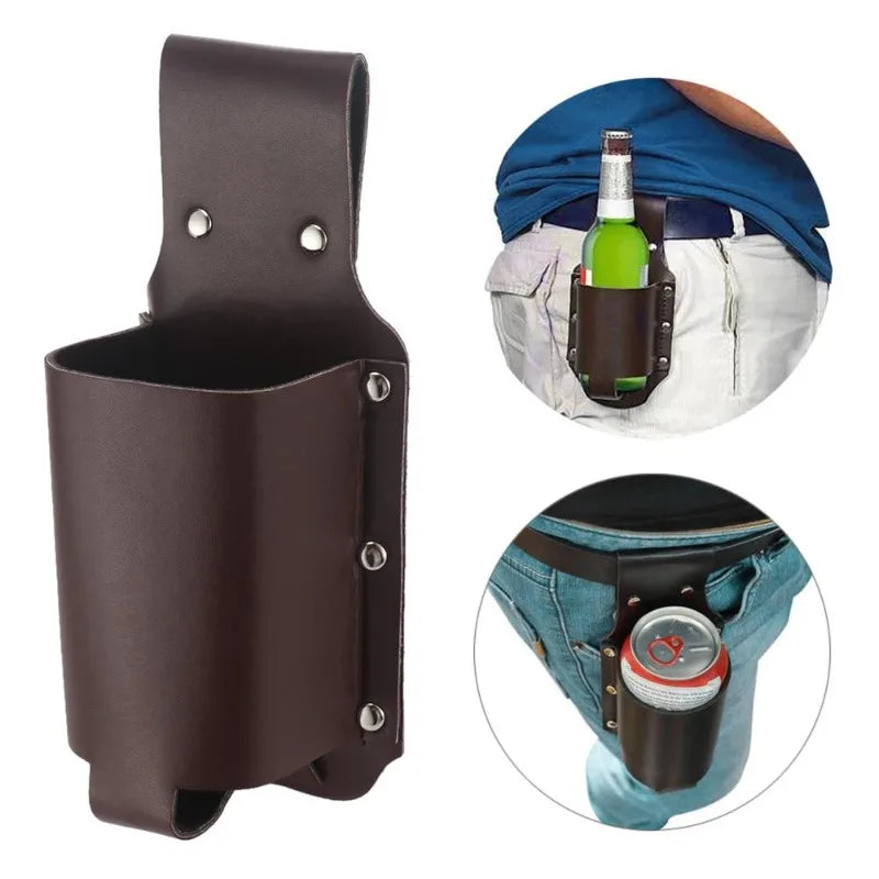 Beer Holster Belt - PU Leather Can & Bottle Holder, Funny Gift for Dad – image 3